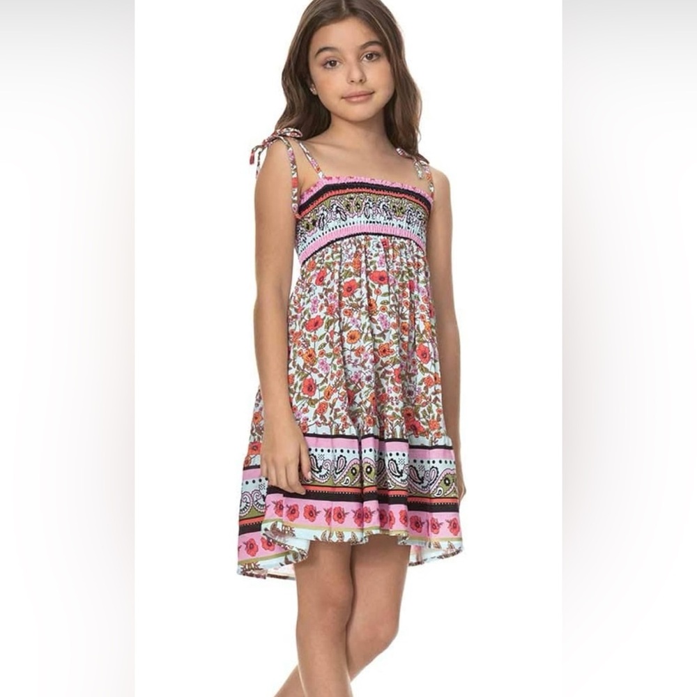 Maaji Girls Floral Smocked Beach Maxi Dress Size 12 NWOT